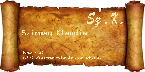 Szirmay Klaudia névjegykártya